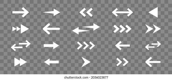 White arrow collection. Vector illustration. Pointer icon set. EPS 10.