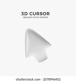 White arrow. Computer pointer or mouse cursor. White volume left arrow isolated on white background. Vector illustration