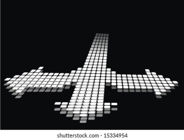 white arrow consisting of metal cubes on a black background
