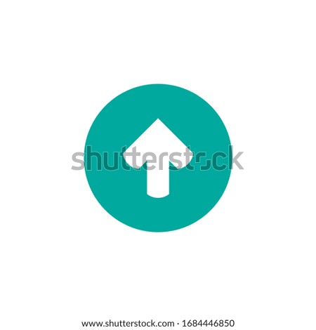white arrow down in blue circle icon.  flat download sign isolated on white. point down button. south sign.