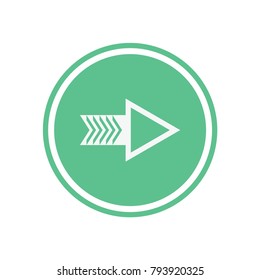 White arrow in green circle. Flat vector web icon.