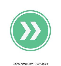 White arrow in green circle. Flat vector web icon.