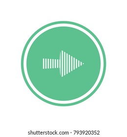 White arrow in green circle. Flat vector web icon.