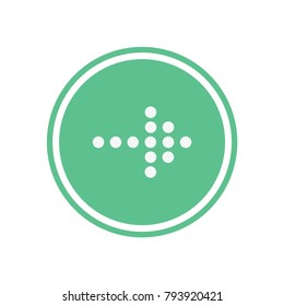 White arrow in green circle. Flat vector web icon.