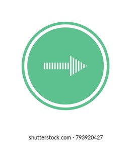 White arrow in green circle. Flat vector web icon.