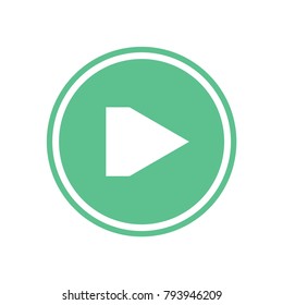White arrow in green circle. Flat vector web icon.