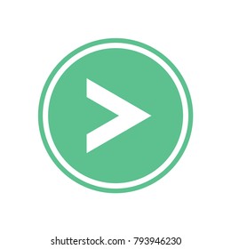 White arrow in green circle. Flat vector web icon.