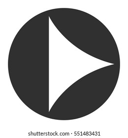 White arrow head icon with arcs isolated on gray and white background. The flat design arrow points the right direction - Eps10 vector graphics and illustration