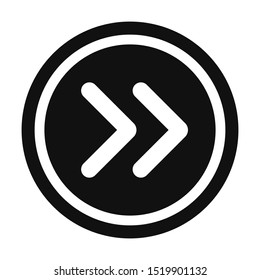 White Arrow Icon in circle. Web site, UI. math symbols glyph icon. Vector Illustration.