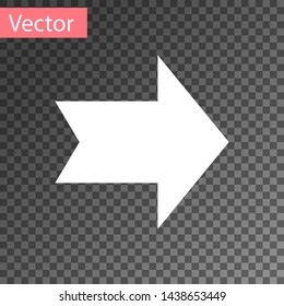 White Arrow icon isolated on transparent background. Direction Arrowhead symbol. Navigation pointer sign.  Vector Illustration