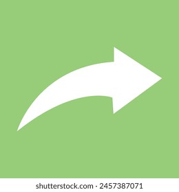 white arrow icon, white arrow isolated on green background, arrow icon for your additional design needs, web app symbol direction etc. Vector illustration. Eps file 132.