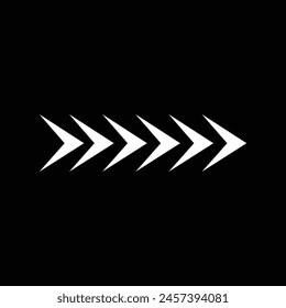 Icono de flecha blanca aislado sobre fondo negro. Icono de flecha en estilo de diseño de moda. Vector de flecha símbolo plano moderno y simple para el Sitio web, App móvil, UI. Ilustración vectorial. Archivo Eps 137.