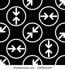White Arrow icon isolated seamless pattern on black background. Direction Arrowhead symbol. Navigation pointer sign. Vector Illustration