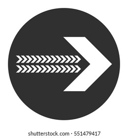 White arrow icon with many arrow heads isolated on gray and white background. The flat design arrow points the right direction - Eps10 vector graphics and illustration