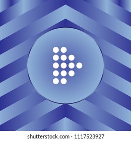 White arrow icon on blue background.