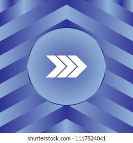 White arrow icon on blue background.