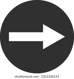 white arrow icon within the black circle. direction to the right side