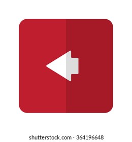 White Arrow Left flat icon on red rounded square on white