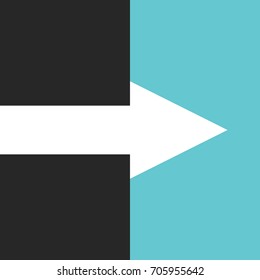 White arrow moving from black darkness to blue light or sky. Hope, opportunity, crisis, problem and solution concept. Flat design. EPS 8 vector illustration, no transparency, no gradients