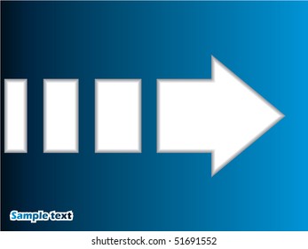 White arrow on blue backdrop