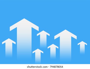 White arrow up on blue background