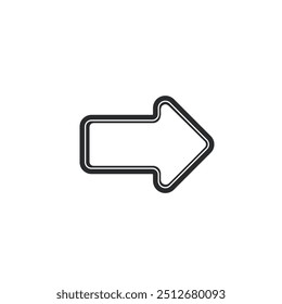 white arrow in outline flat vector design.