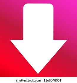White arrow pointing to down hand drawn symbol red and pink gradient material white icon minimal design