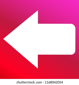 White arrow pointing to left hand drawn symbol red and pink gradient material white icon minimal design