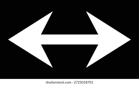 White arrow pointing left and right on solid background directional symbol