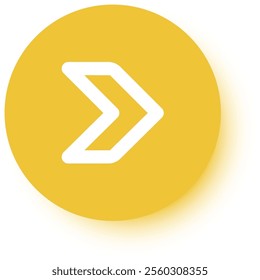 White arrow pointing right on a vibrant yellow circular background, representing direction, progress, and forward movement, conveying a sense of growth and success