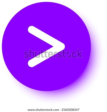 White arrow pointing to the right on a purple circle with a slight shadow, creating a simple yet effective visual representation of direction and movement