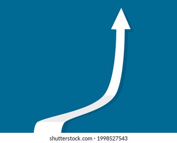 White arrow pointing up. Growth symbol. business progress. vector illustration