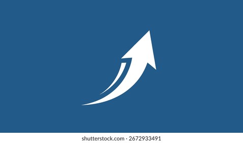 Weißer Pfeil nach oben, der Wachstum, Fortschritt und Erfolg symbolisiert. Sauberes Design, scharfe Linien.