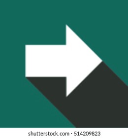 White arrow with shadows. Arrow icon. arrows in trendy flat style isolated on green background. Arrow symbol for your web site design.