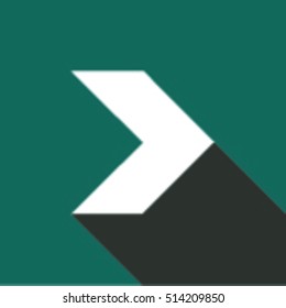 White arrow with shadows. Arrow icon. arrows in trendy flat style isolated on green background. Arrow symbol for your web site design.