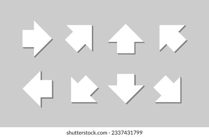 White arrow sign collection, set of arrows illustration vector