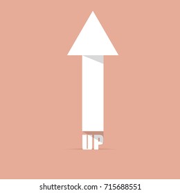 White arrow sign.Site navigation.User interface element