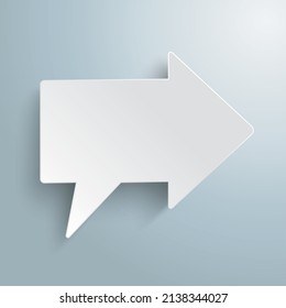 White Arrow Speech Bubble Gray Background