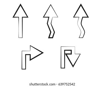 White arrows with black hazy borders show several directions 