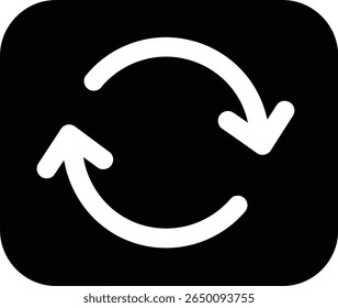 White arrows in a circular motion represent repetition isolated on white background.