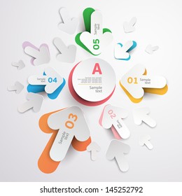 White arrows. Elements of infographics.