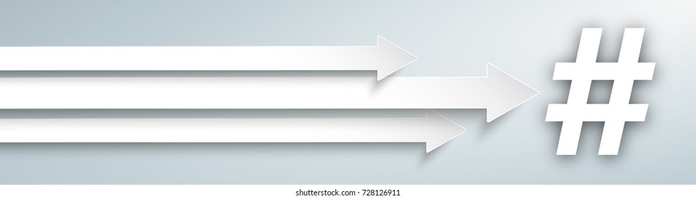 White arrows with hashtag on the gray background. Eps 10 vector file.