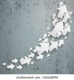 White arrows on the concrete background. Eps 10 vector file.
