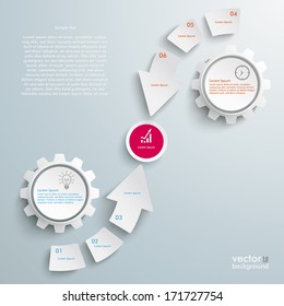 White arrows on the grey background. Eps 10 vector file.