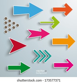 White arrows on the grey background. Eps 10 vector file.