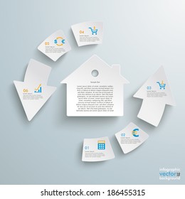 White arrows on the grey background. Eps 10 vector file.