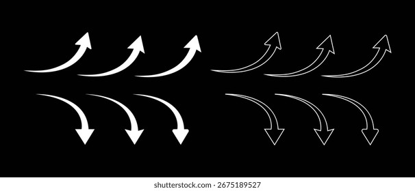 White Arrows Set Up and Down on Black Background