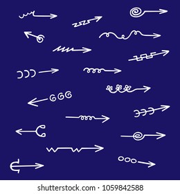 White arrows set hand drawing grunge
