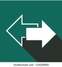 White arrows with shadows. Arrow icon. arrows in trendy flat style isolated on green background. Arrow symbol for your web site design.