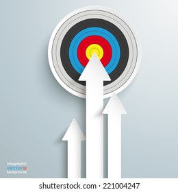 White arrows with target on the grey background. Eps 10 vector file.